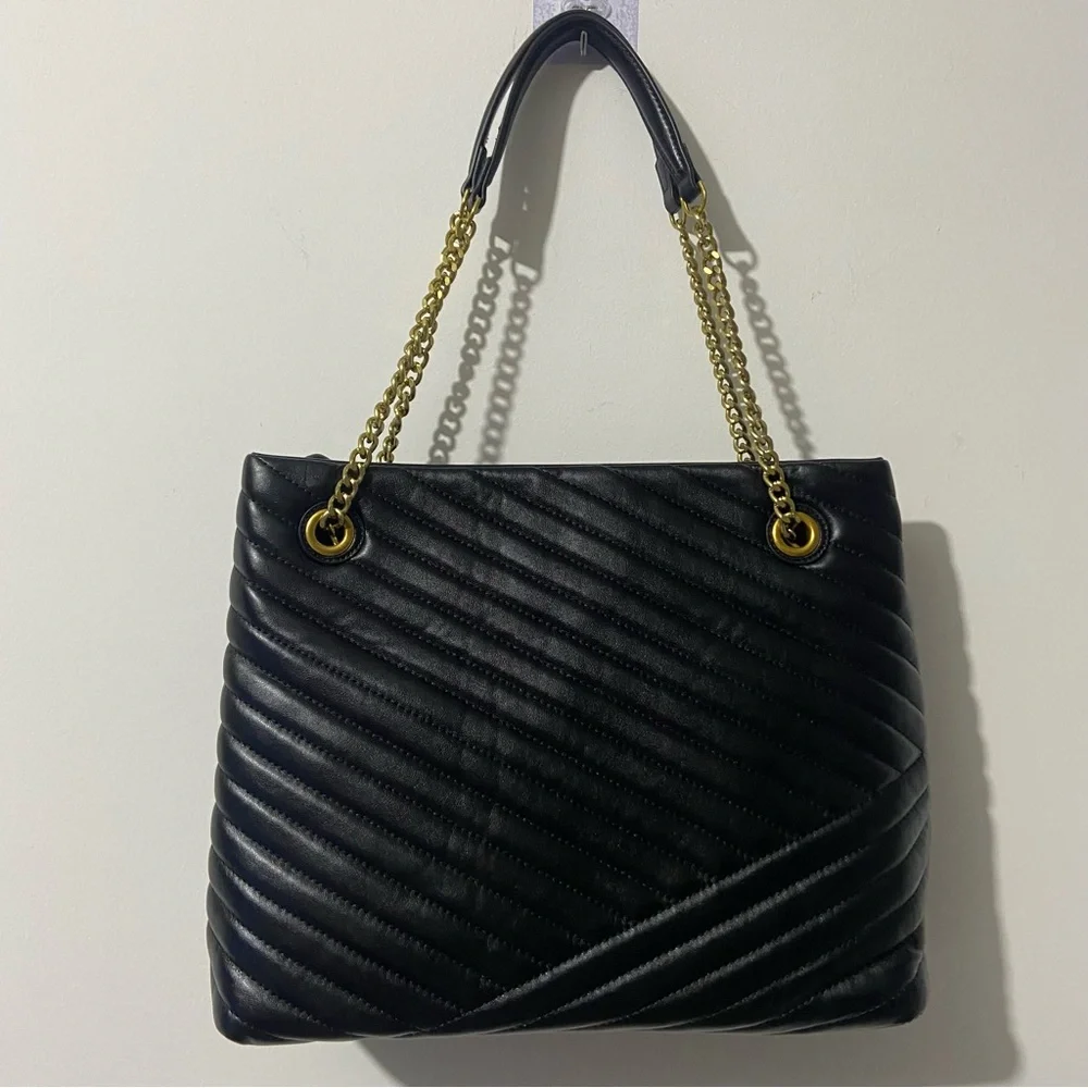 Tory Burch Kira Chevron Tote Black - Picture 7 of 11